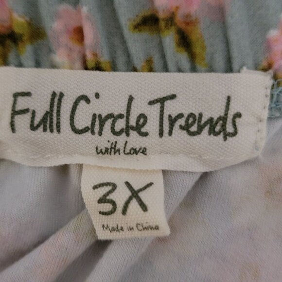 Full Circle Trends Womens Lounge Dress Sz 3X 3/4 Sleeves Green & Pink Floral - Picture 3 of 13
